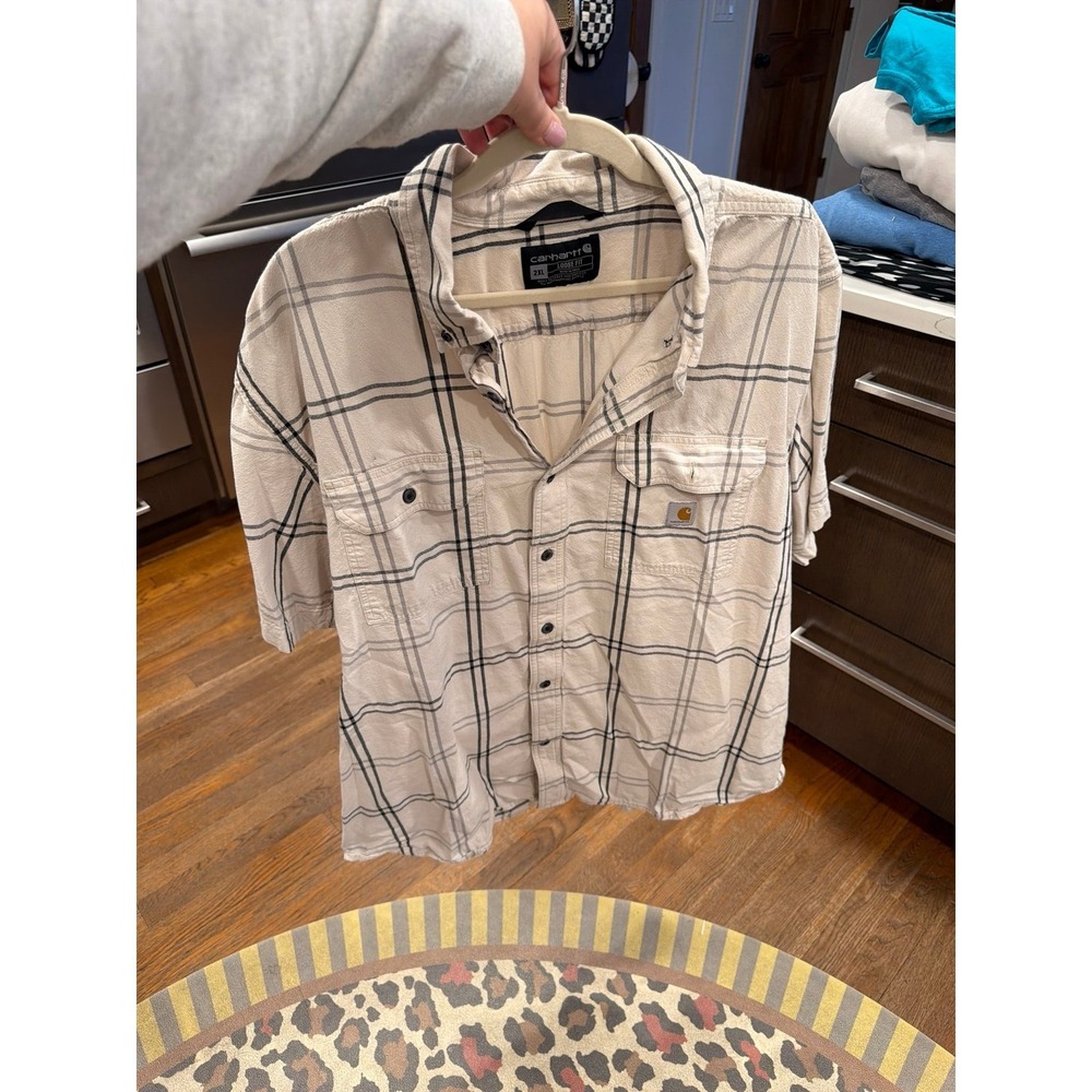 Carhartt Men's Loose Fit Midweight Short-Sleeve Plaid Shirt xxl